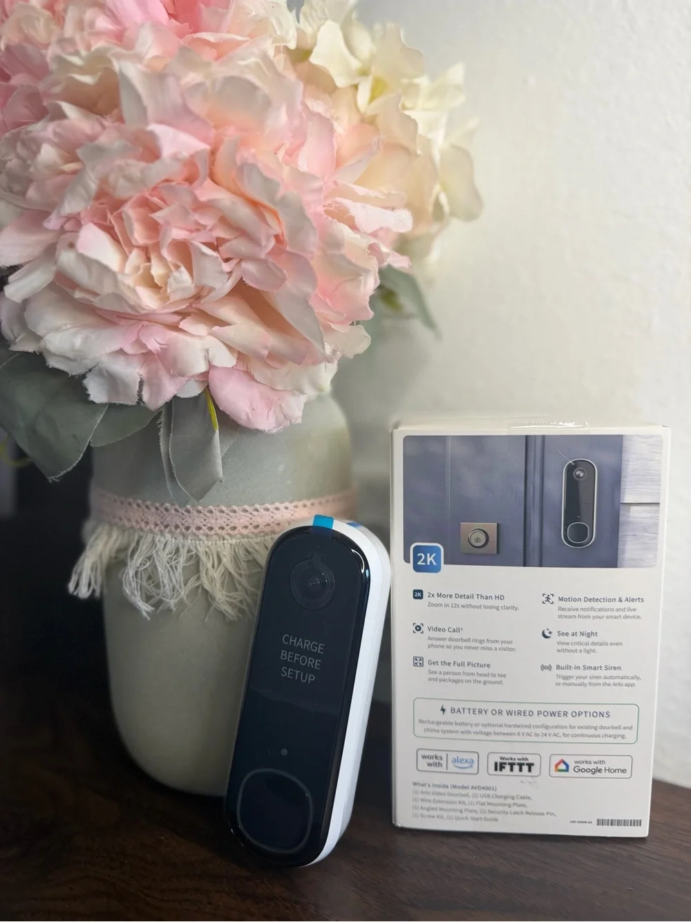 Arlo Video Doorbell (White) - Smart HD Wired Doorbell